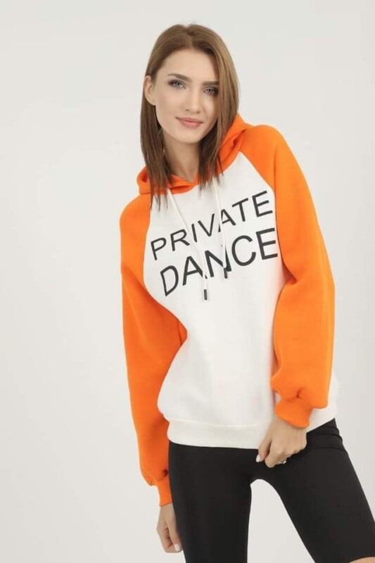 Sweat à capuche en tissu Fleece pour Femme PrivateDance Orange
