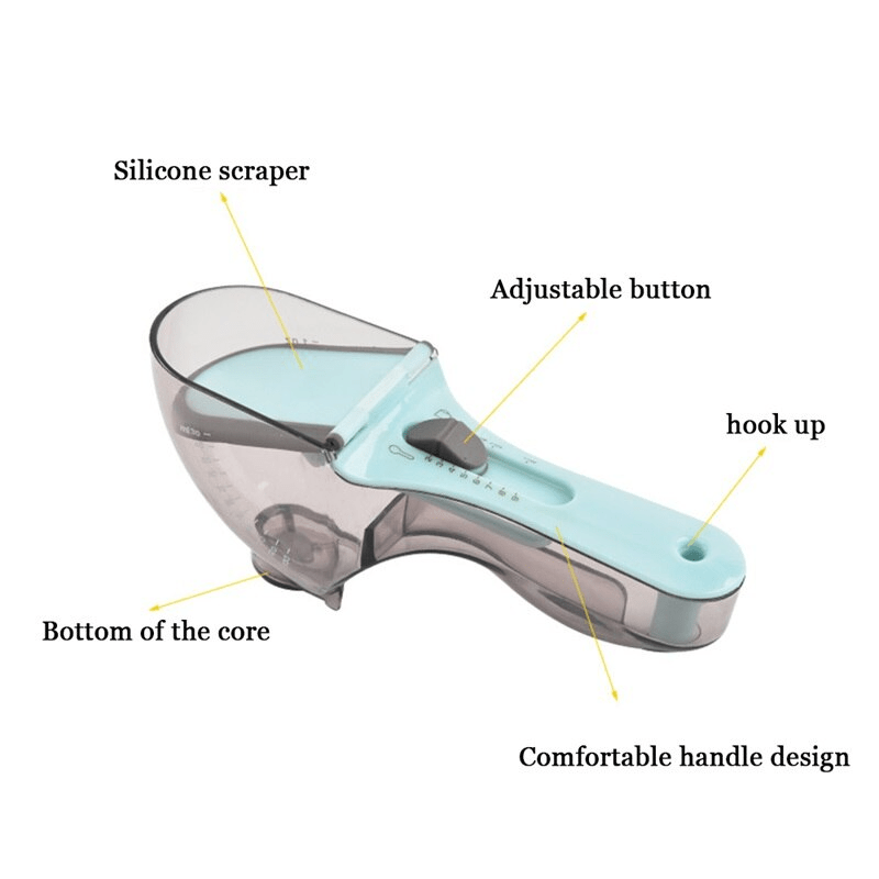 2 en 1 Ensemble à échelle en silicone à mesurer réglable pour liquide et poudre