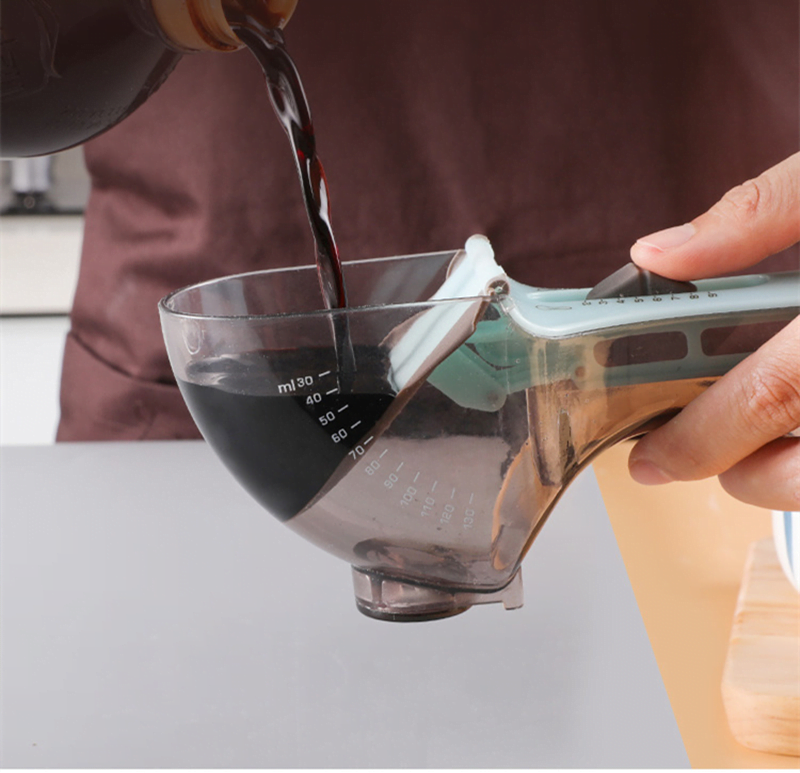 2 en 1 Ensemble à échelle en silicone à mesurer réglable pour liquide et poudre