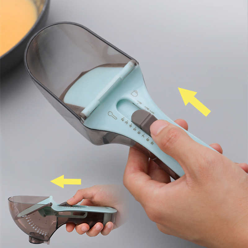 2 en 1 Ensemble à échelle en silicone à mesurer réglable pour liquide et poudre