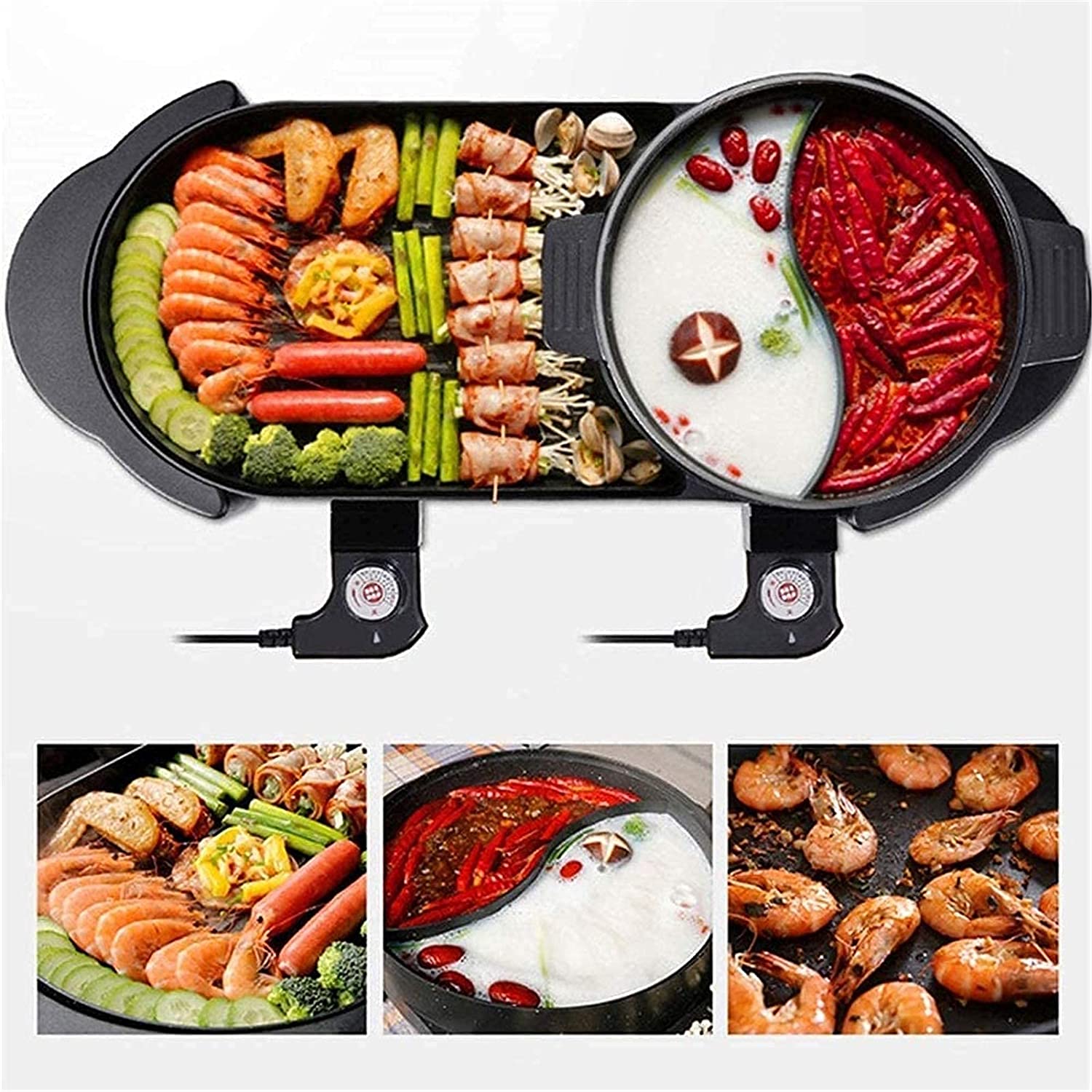 2 en 1 Grill électrique de barbecue multifonctionnel 1,6 L, antiadhésive et de grande capacité – Économique