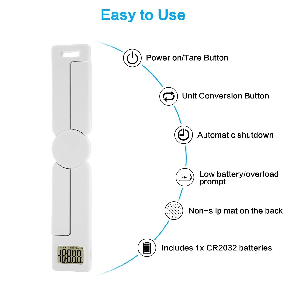 3en1 Balance alimentaire numérique portable pliante compacte, très précise avec écran LCD 5Kg