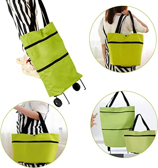 2 en 1 Sac et chariot de courses grande pliable en tissu Oxford avec roulettes multifonctionnel