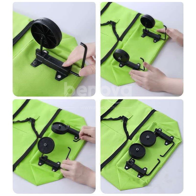 2 en 1 Sac et chariot de courses grande pliable en tissu Oxford avec roulettes multifonctionnel