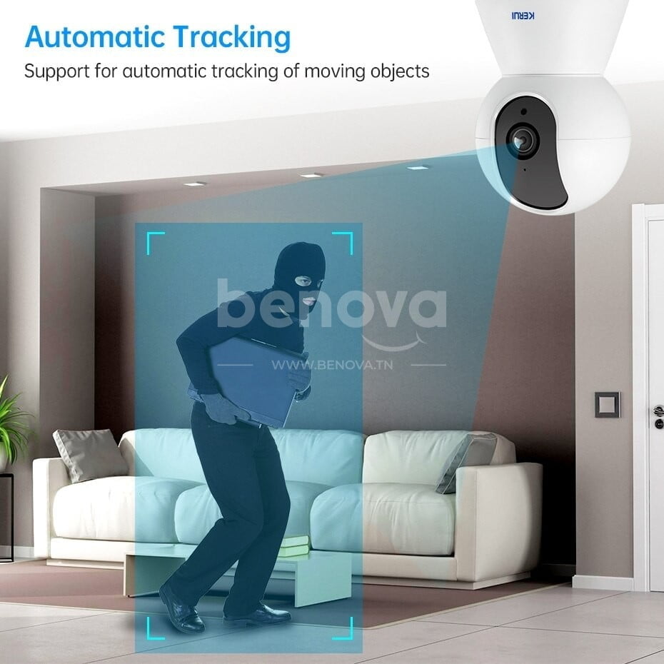 KERUI – Caméra de Surveillance intérieure IP Wifi HD 1080P sans fil avec suivi automatique et Vision nocturne