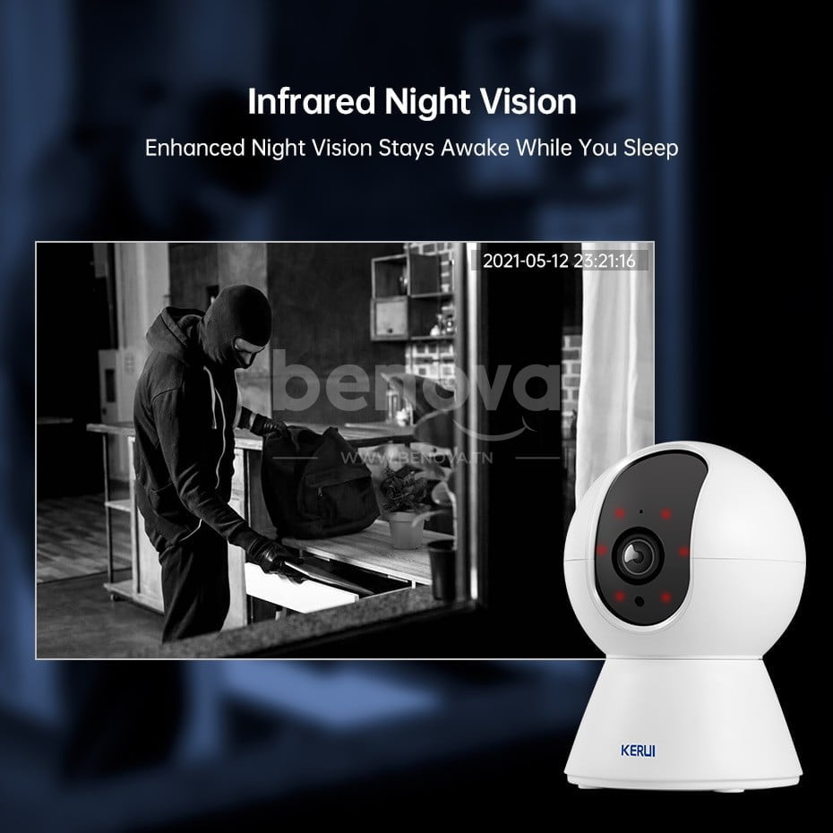 KERUI – Caméra de Surveillance intérieure IP Wifi HD 1080P sans fil avec suivi automatique et Vision nocturne