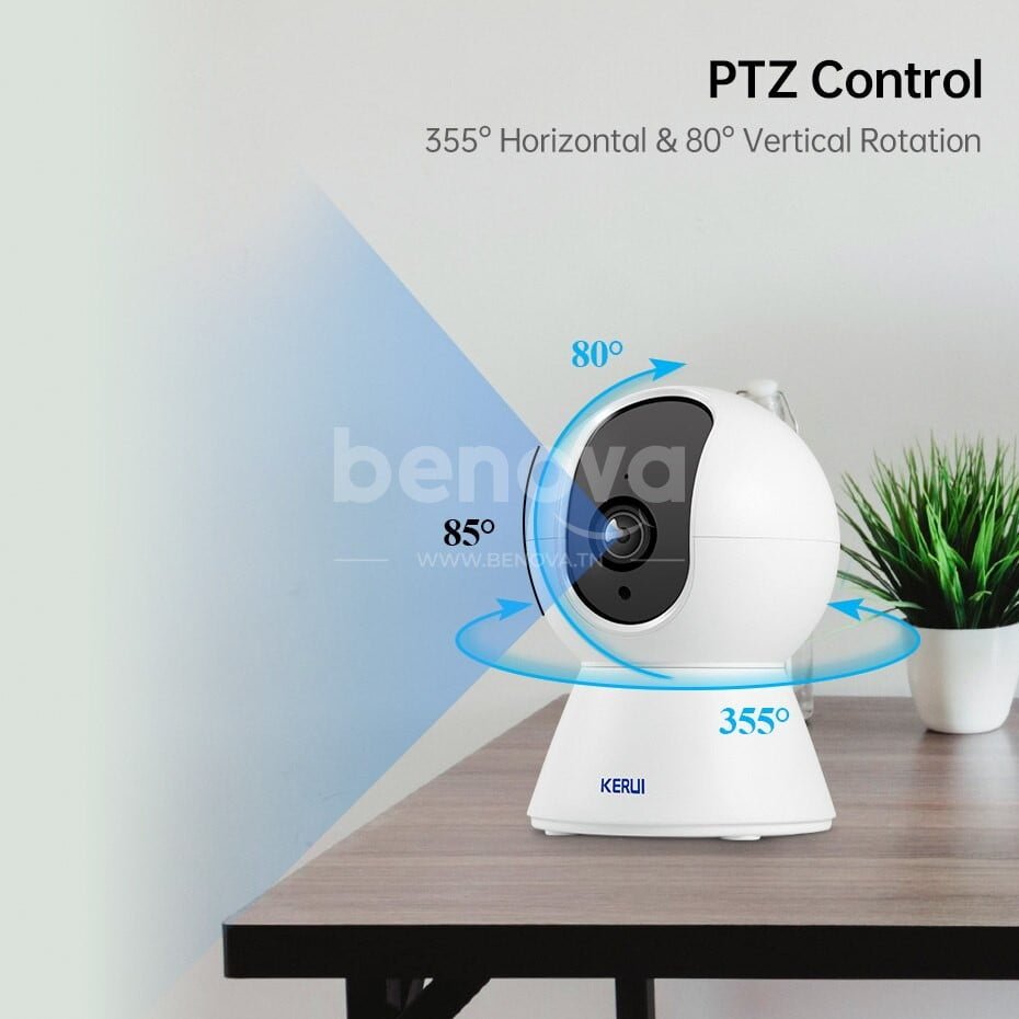 KERUI – Caméra de Surveillance intérieure IP Wifi HD 1080P sans fil avec suivi automatique et Vision nocturne
