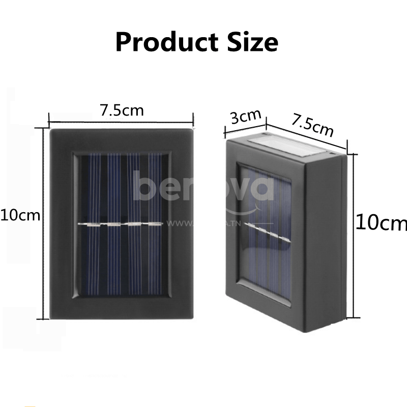 Applique murale LED solaire intelligente et imperméable pour éclairage d’extérieur en haut et en bas
