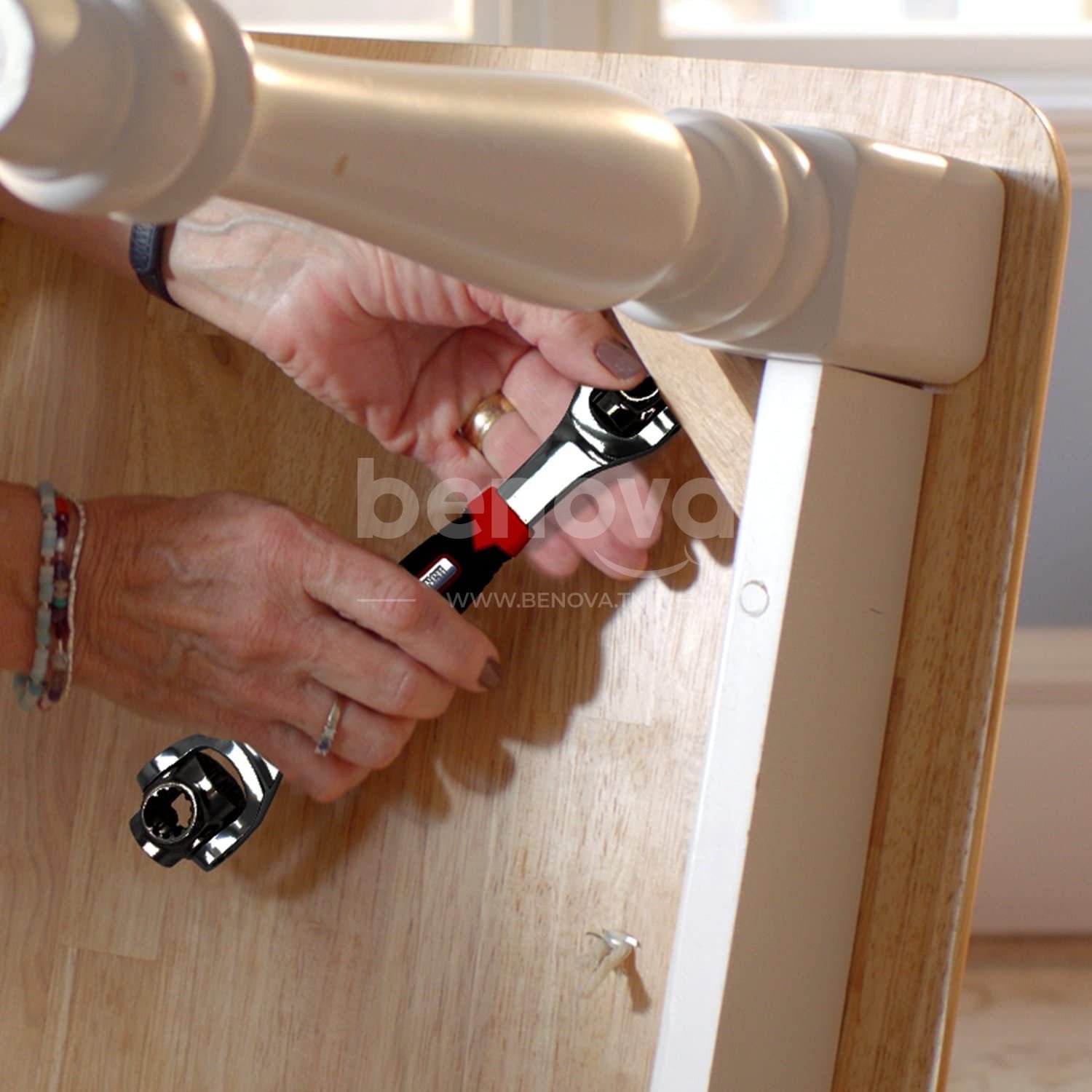 Clé à douille universelle pour réparation de voiture et maison 48 en 1 avec tête rotative à 360 degrés