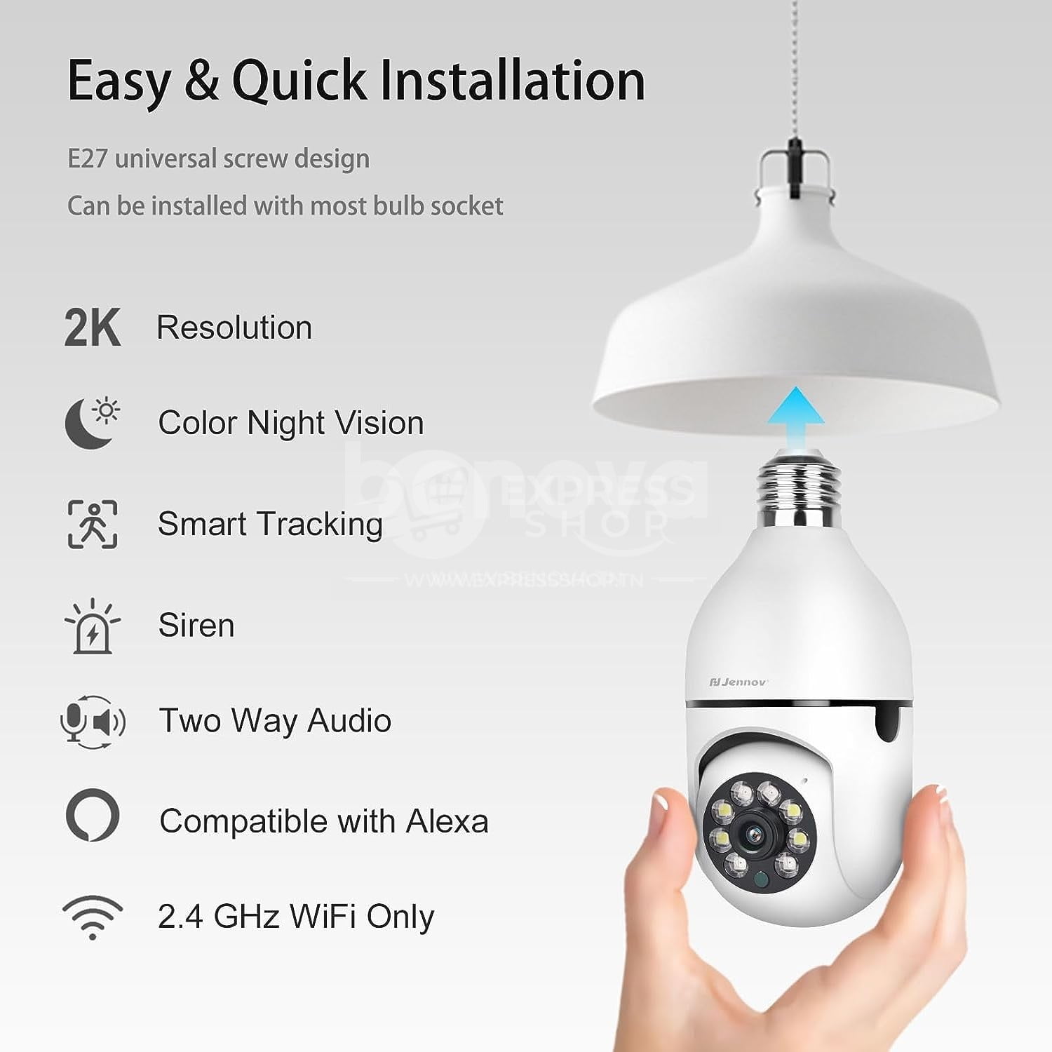 GUARDCAM Caméra de sécurité WiFi sans fil HD panoramique 360 degrés détection de mouvement à distance