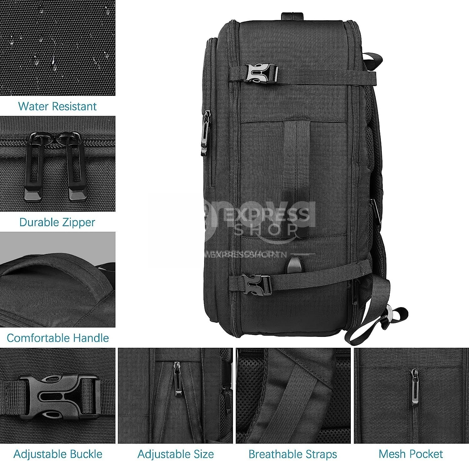 Venture - 4en1 Sac à dos 45L extensible de grande d'ordinateur étanches unisexe chargement USB 17 pouces