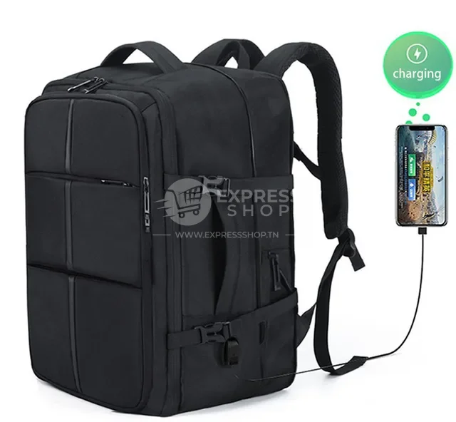 Venture - 4en1 Sac à dos 45L extensible de grande d'ordinateur étanches unisexe chargement USB 17 pouces