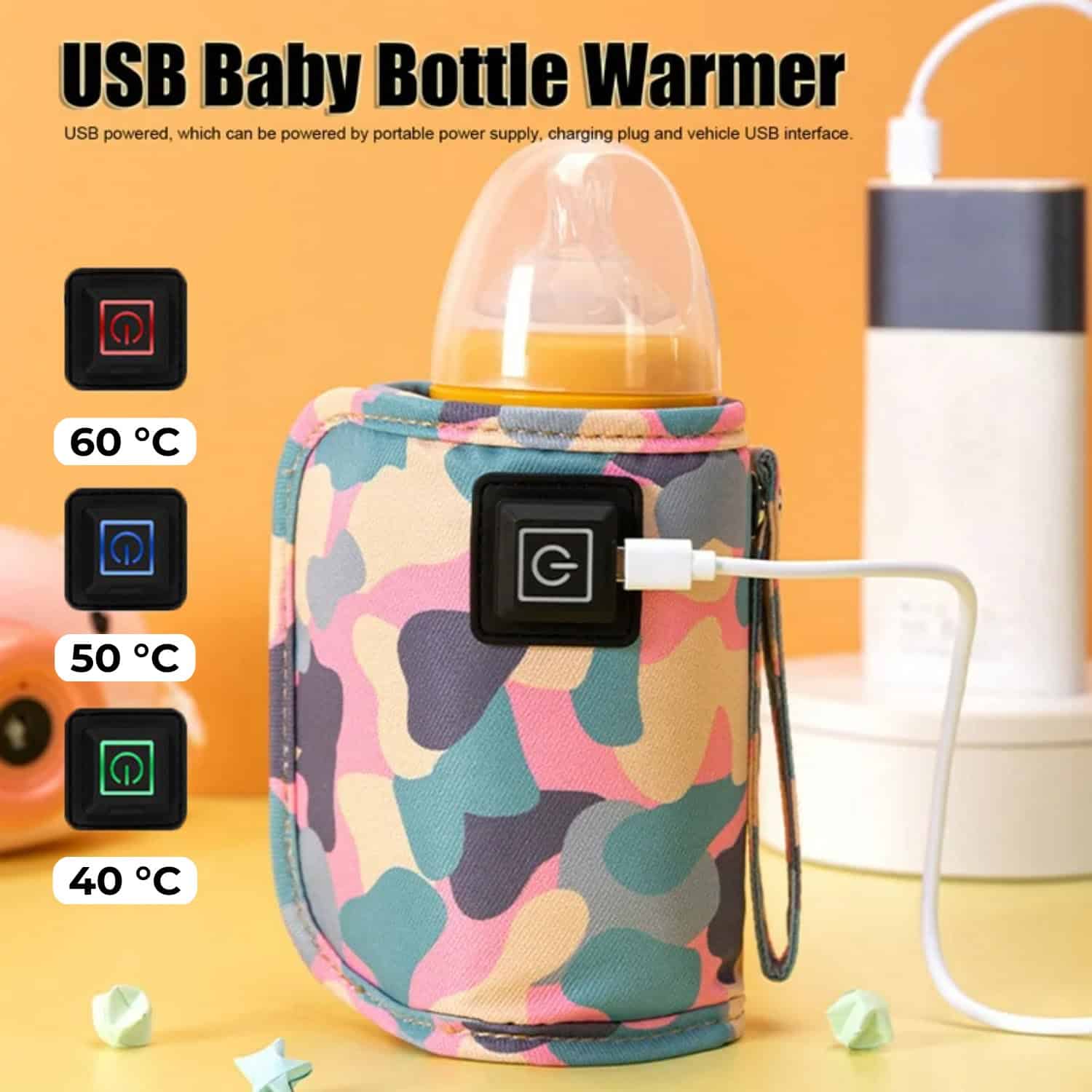 Chauffe-Biberon USB Portable À 3 Niveaux De Température Réglable Pour Voiture Et Maison