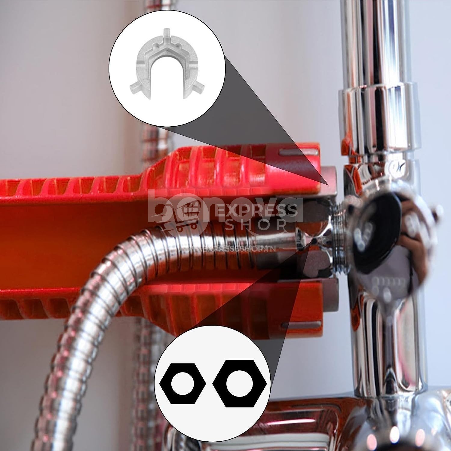 Clé magique 8 en 1 multifonction pour installation et réparation de robinet et évier