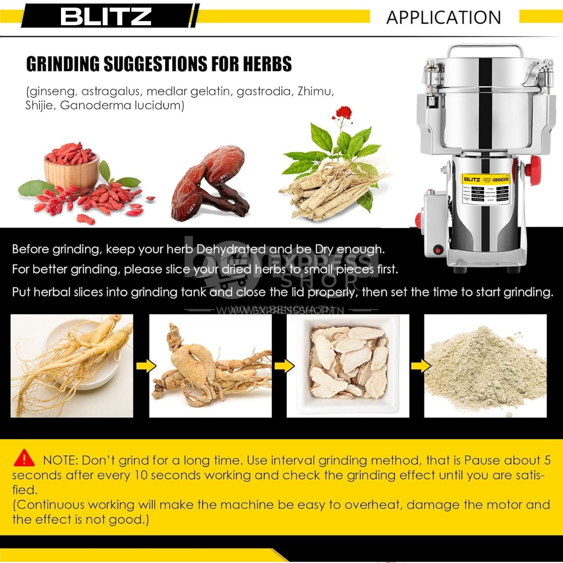 Blitz- Broyeur électrique 1KG Multifonction en acier inoxydable grande vitesse 3000W moteur en cuivre