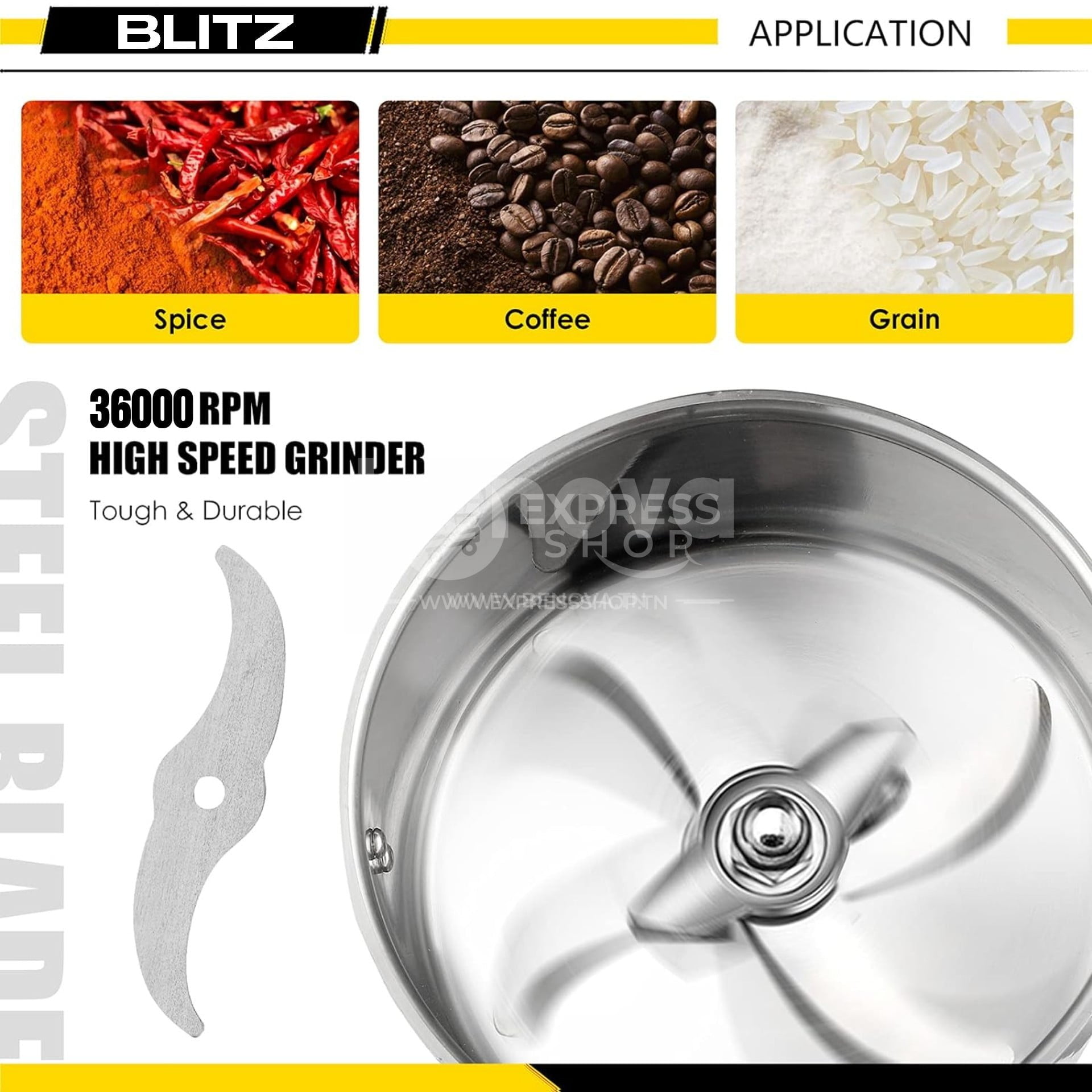 Blitz- Broyeur électrique 1KG Multifonction en acier inoxydable grande vitesse 3000W moteur en cuivre