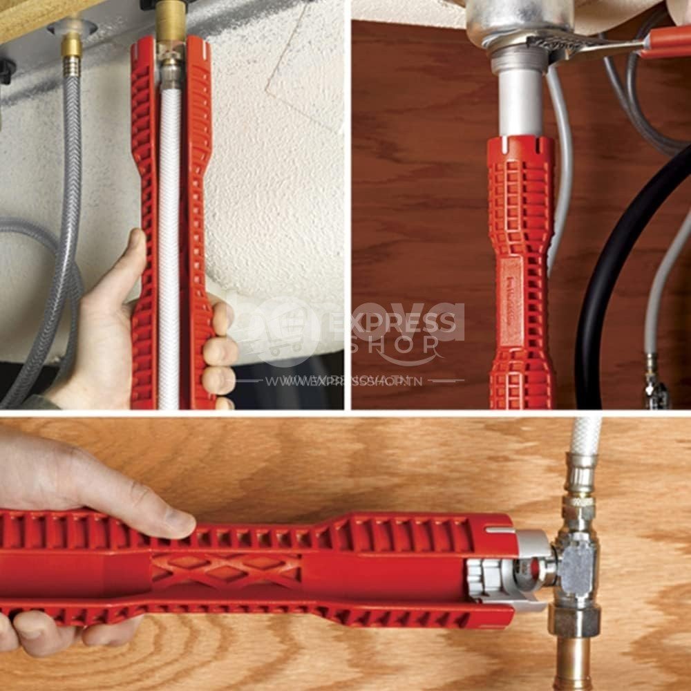 Clé magique 8 en 1 multifonction pour installation et réparation de robinet et évier