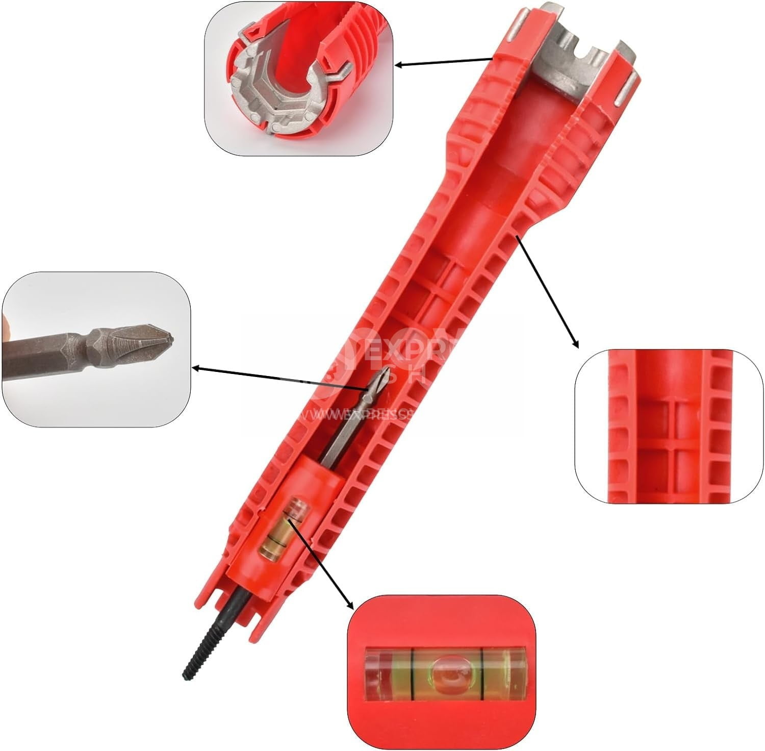 Clé magique 8 en 1 multifonction pour installation et réparation de robinet et évier