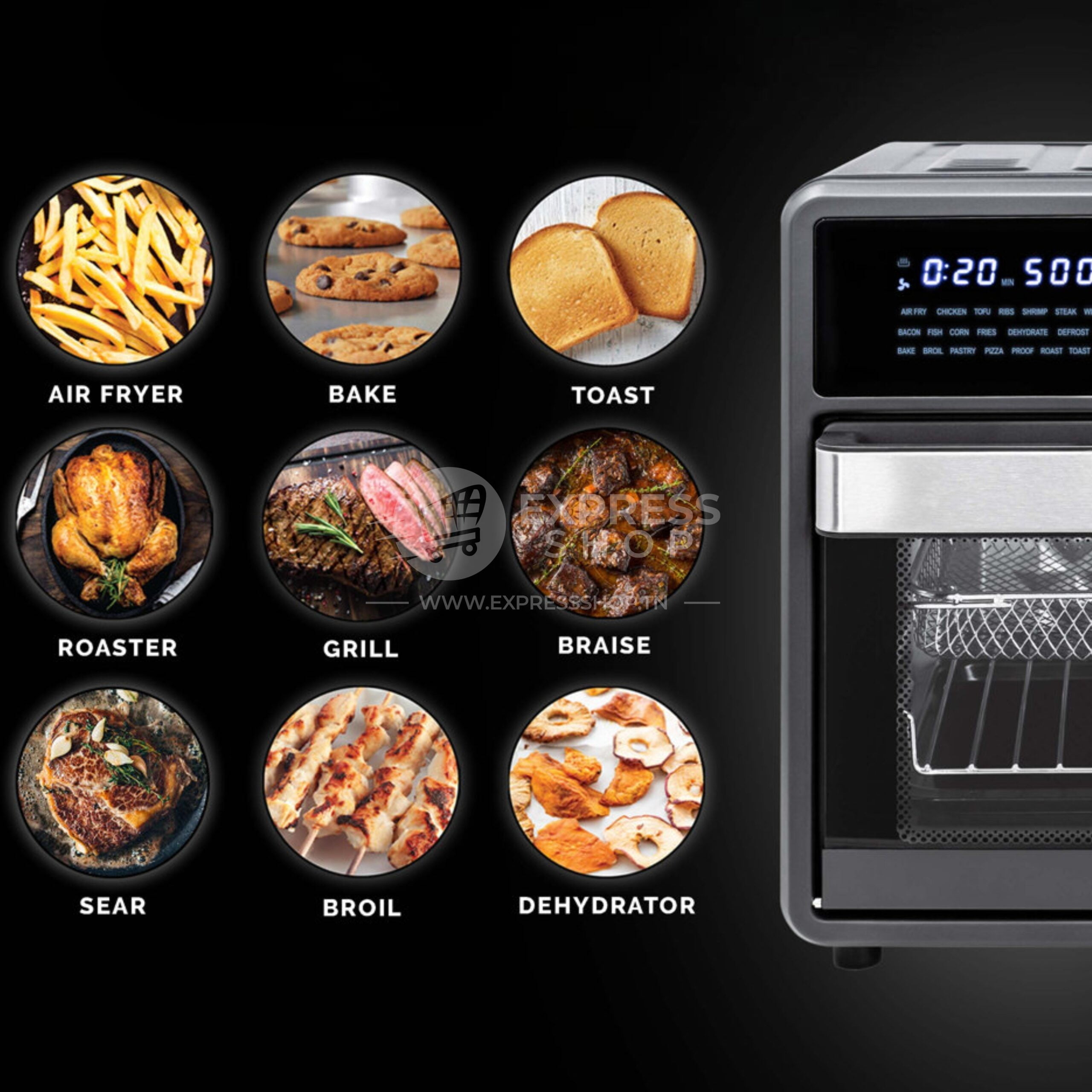 BLITZ -  MEGA - 15L Air Fryer, four, et micro-ondes 3en1 Intelligents Turbo MAXX  4 Accessoires 2600W