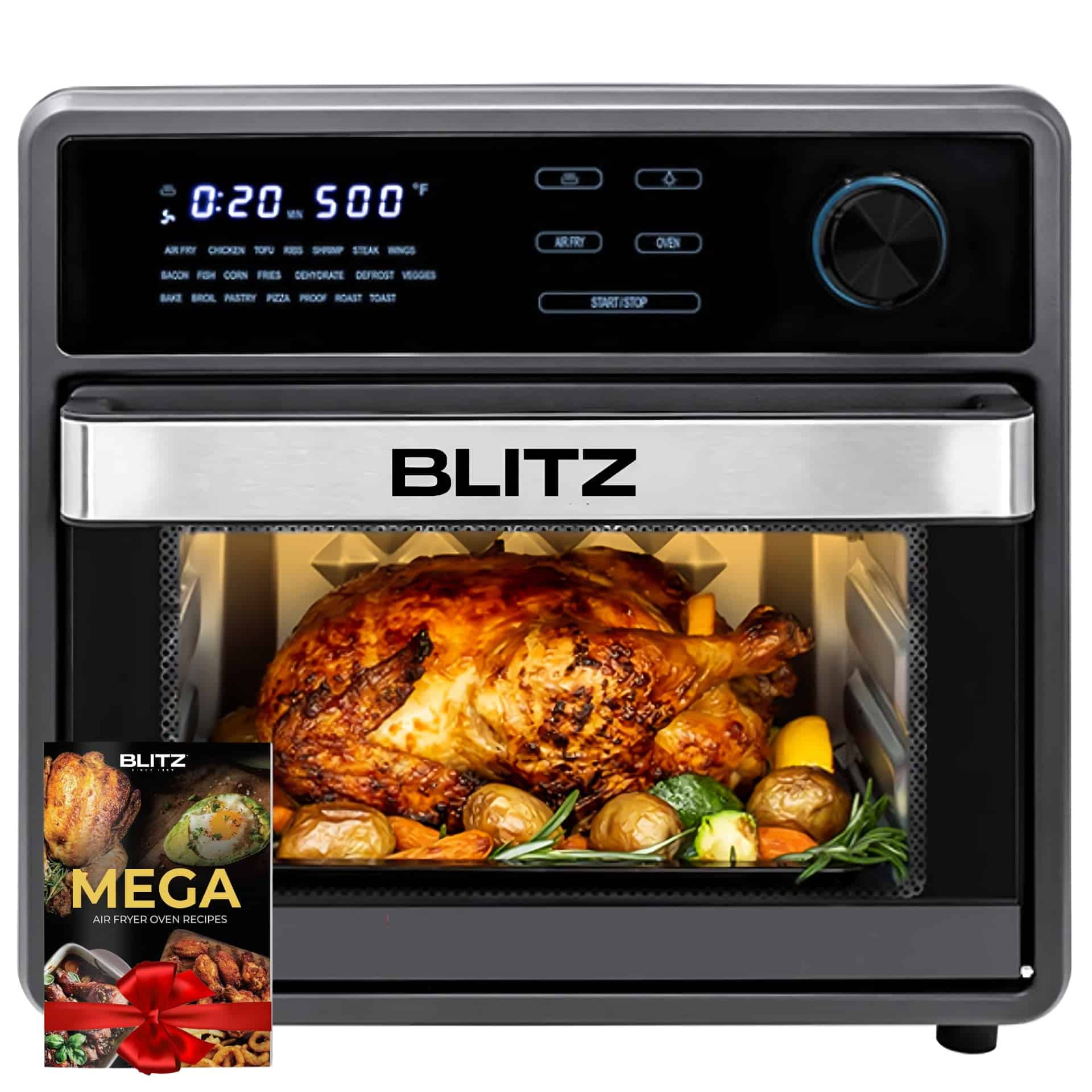 BLITZ - MEGA - 15L Air Fryer, four, et micro-ondes 3en1 Intelligents Turbo MAXX 4 Accessoires 2600W