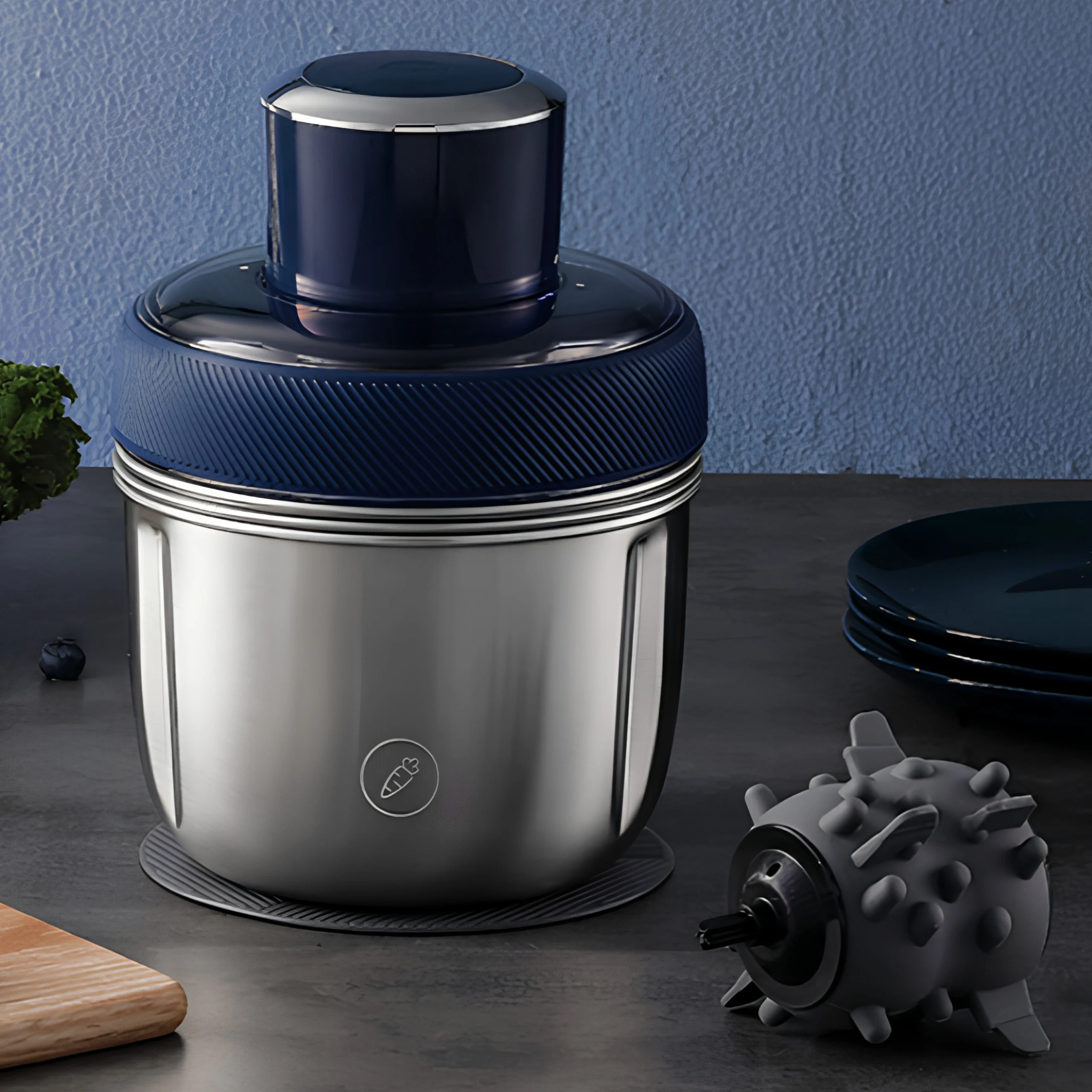 Blitz - 4 en 1 Hachoir Électrique Multifonction avec 2 Bols en Acier Inoxydable et éplucheur ail