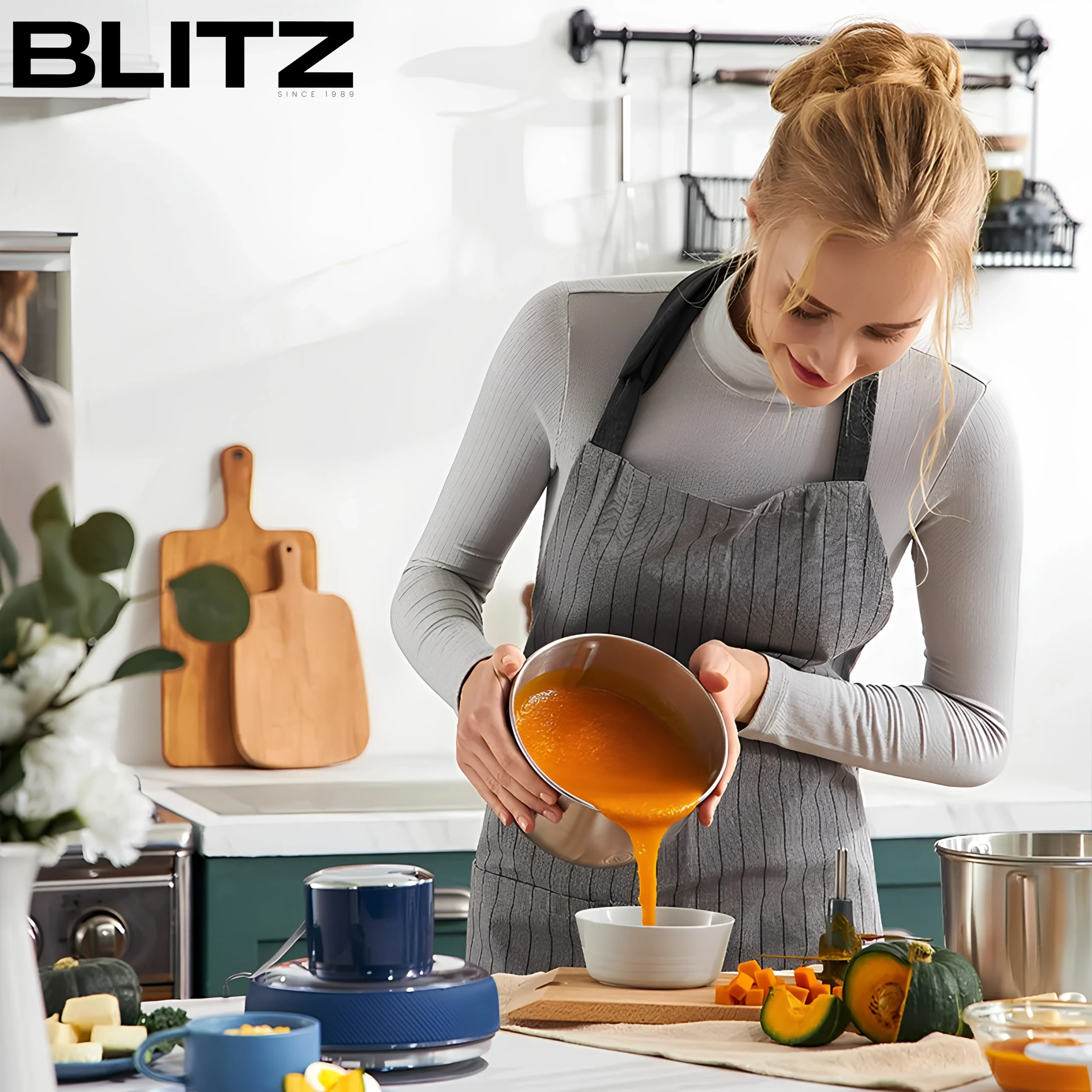 Blitz - 4 en 1 Hachoir Électrique Multifonction avec 2 Bols en Acier Inoxydable et éplucheur ail