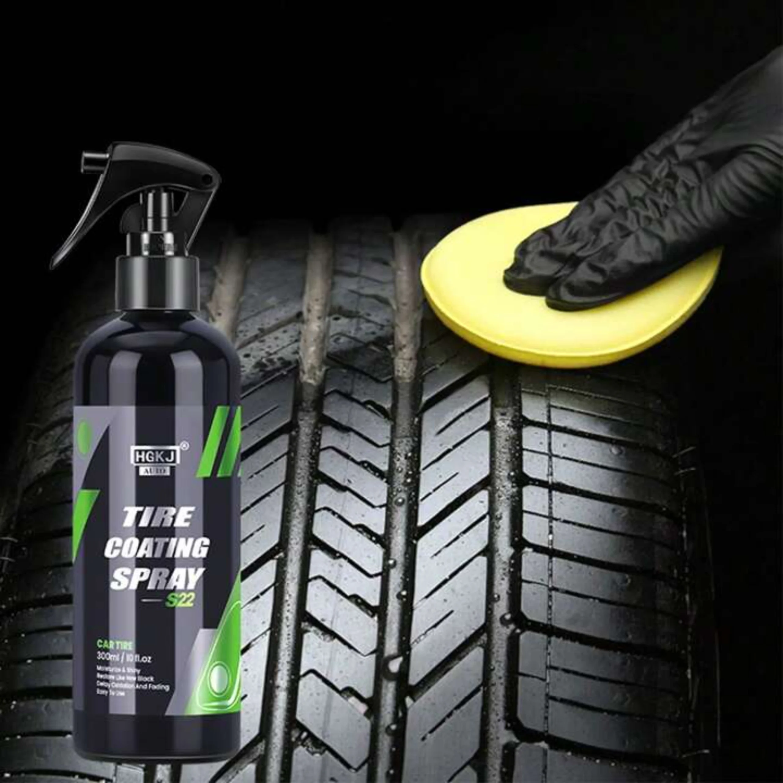 HGKJ®  S22 - 2en1 Spray de revêtement de pneu cire d'étanchéité hydrophobe pour jantes , renoircissement, brillance, remplissage