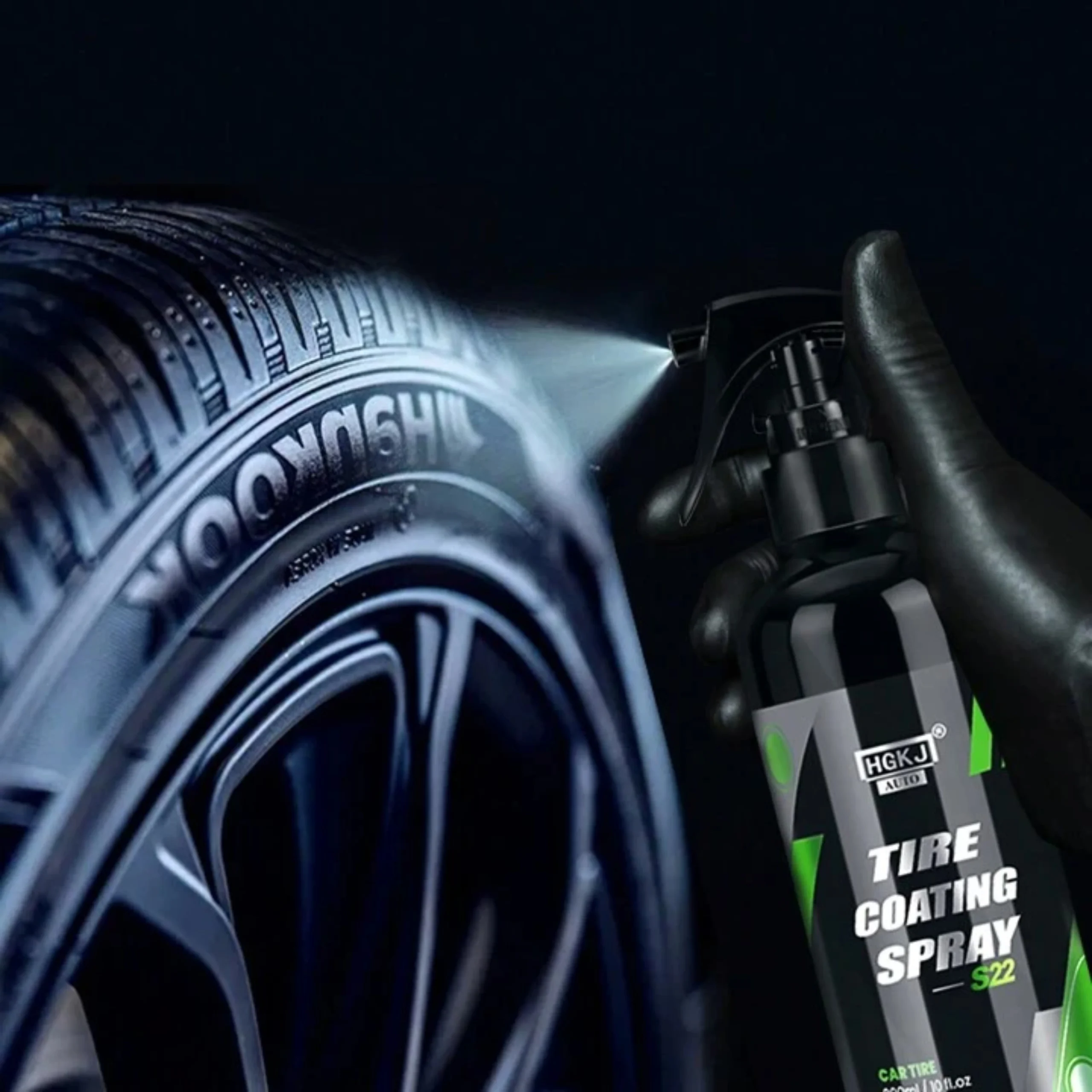 HGKJ®  S22 - 2en1 Spray de revêtement de pneu cire d'étanchéité hydrophobe pour jantes , renoircissement, brillance, remplissage
