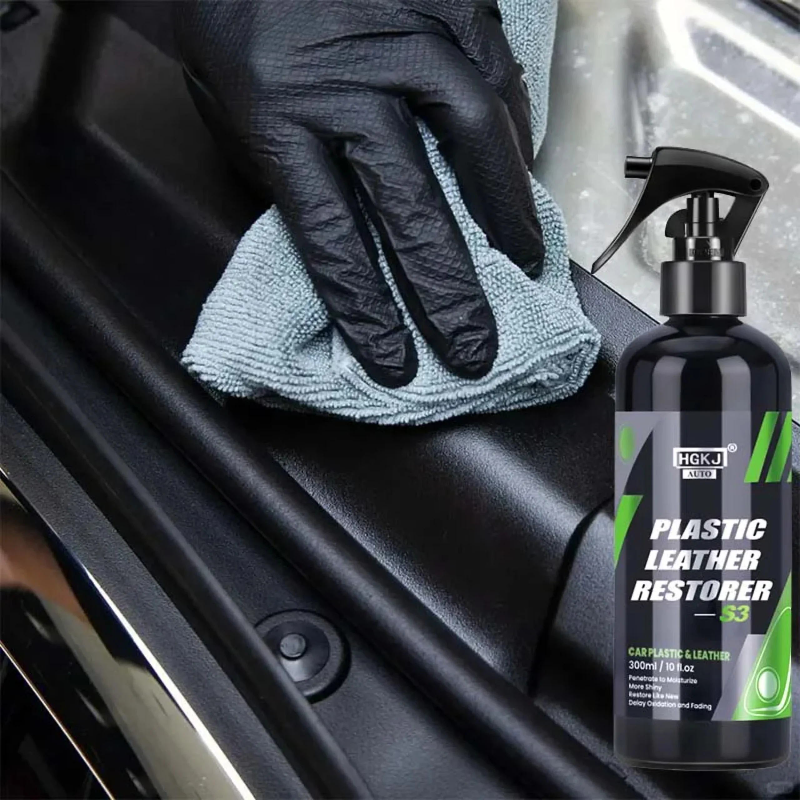 HGKJ® S3 - 2en1 Spray de restauration plastique et cuir pour tableau de bord intérieur exterieur de voiture
