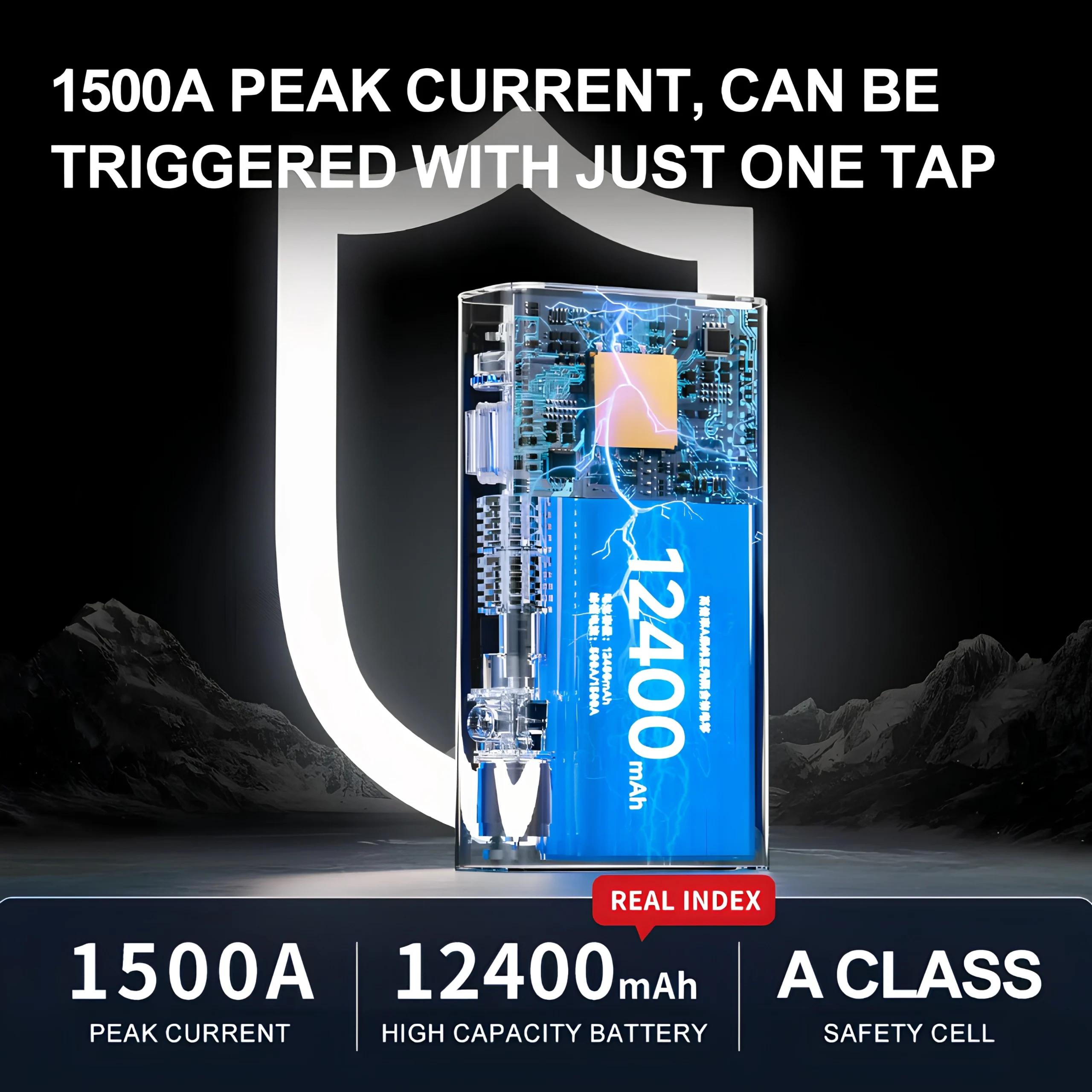 4 en 1 Démarreur de voiture , Pompe à Air Boîte 2000 A 12 V et chargeur portable LED pour moteurs essence et diesel