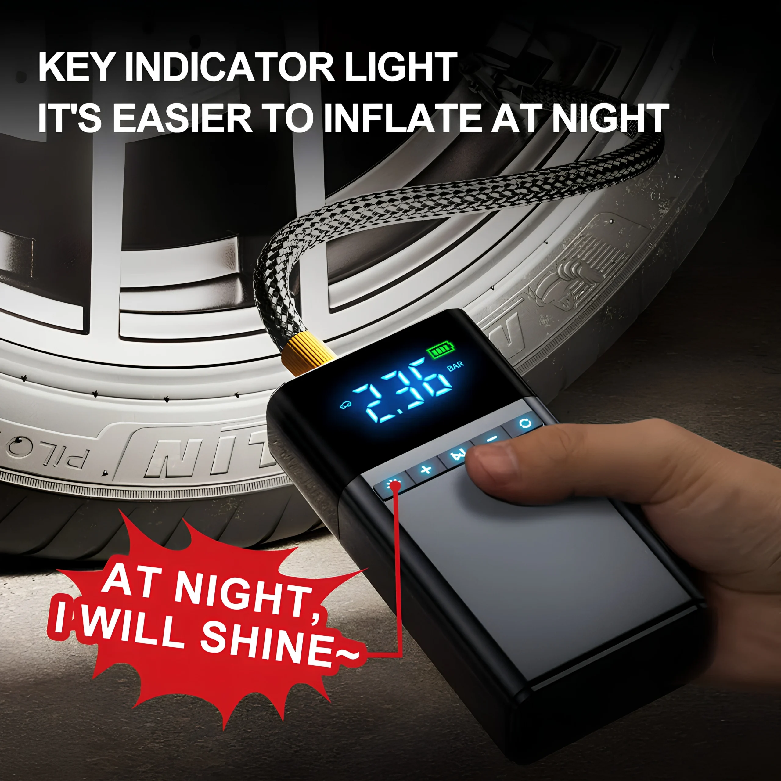 4 en 1 Démarreur de voiture , Pompe à Air Boîte 2000 A 12 V et chargeur portable LED pour moteurs essence et diesel