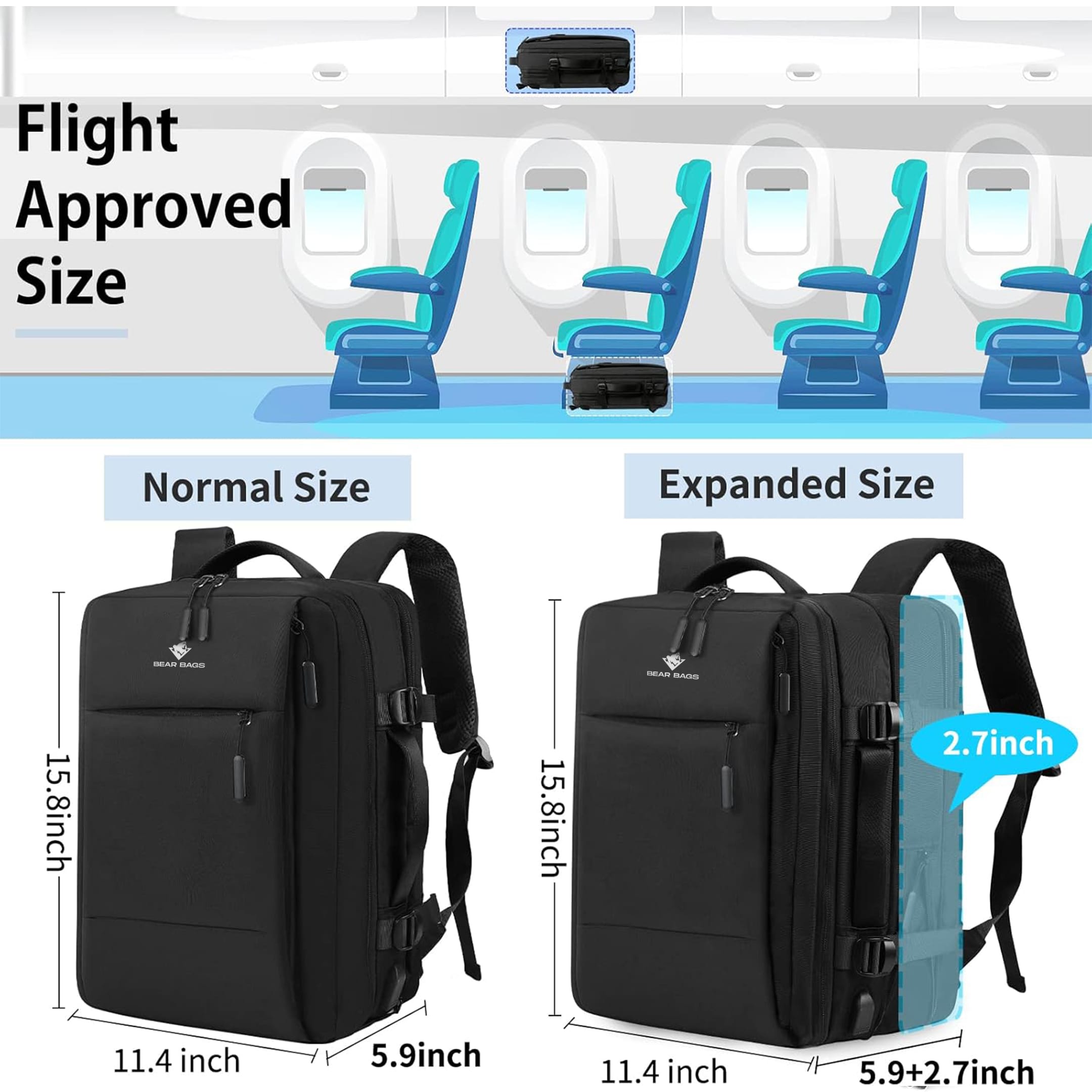 Agon BearBags®  – Sac À Dos De Voyage Professionnel Étanche Avec Chargement USB