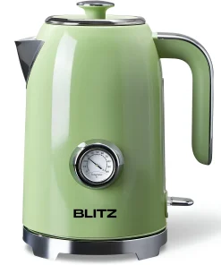 Blitz® - Bouilloire Électrique Rétro En Acier Inoxydable À Ébullition Rapide De 2200 W Et Capacité De 1,7L (Vert Vintage)