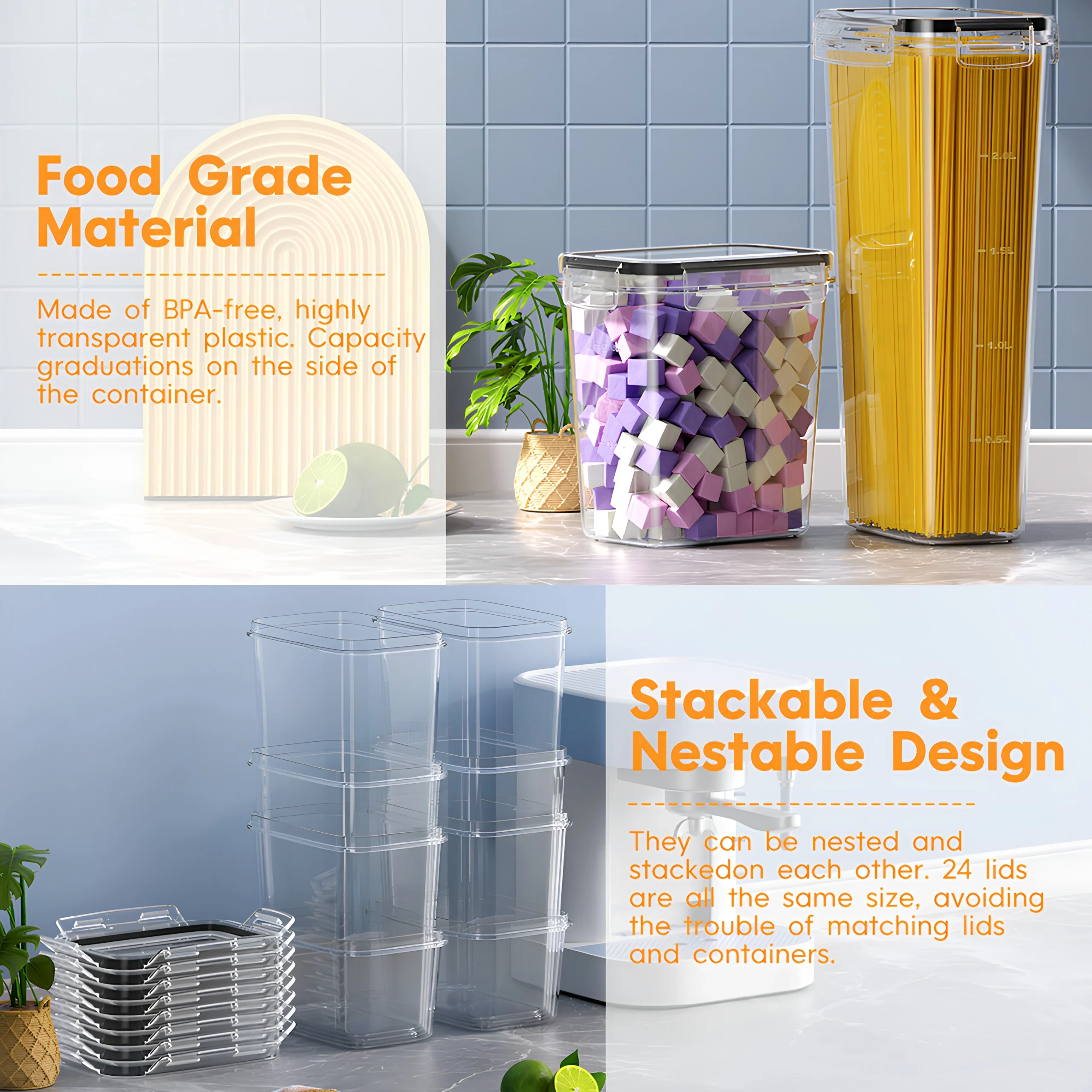 Ensemble de 24 Boîtes De Conservation Hermétiques Alimentaires Sans BPA Pour Un Rangement Idéal