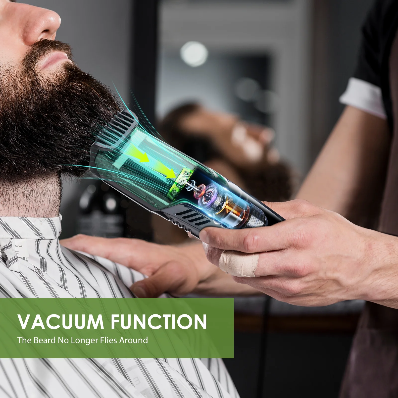 Blitz® -2 En 1 Tondeuse sans fil avec Aspiration Intégrée Rechargeable et Étanche Pour Un Rasage Propre et Précis