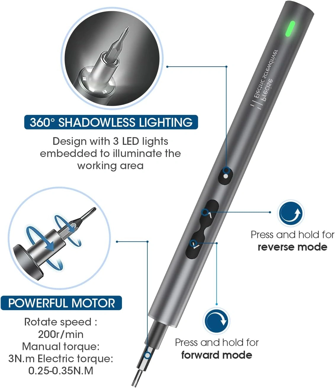 51en1 Tournevis Électriques Professionnels Sans fil Et Rechargeable Avec Lumière LED