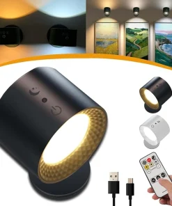 Applique LED Murale Sans Fil Rechargeable Avec Télécommande – Éclairage Tactile & Pivotant 360°
