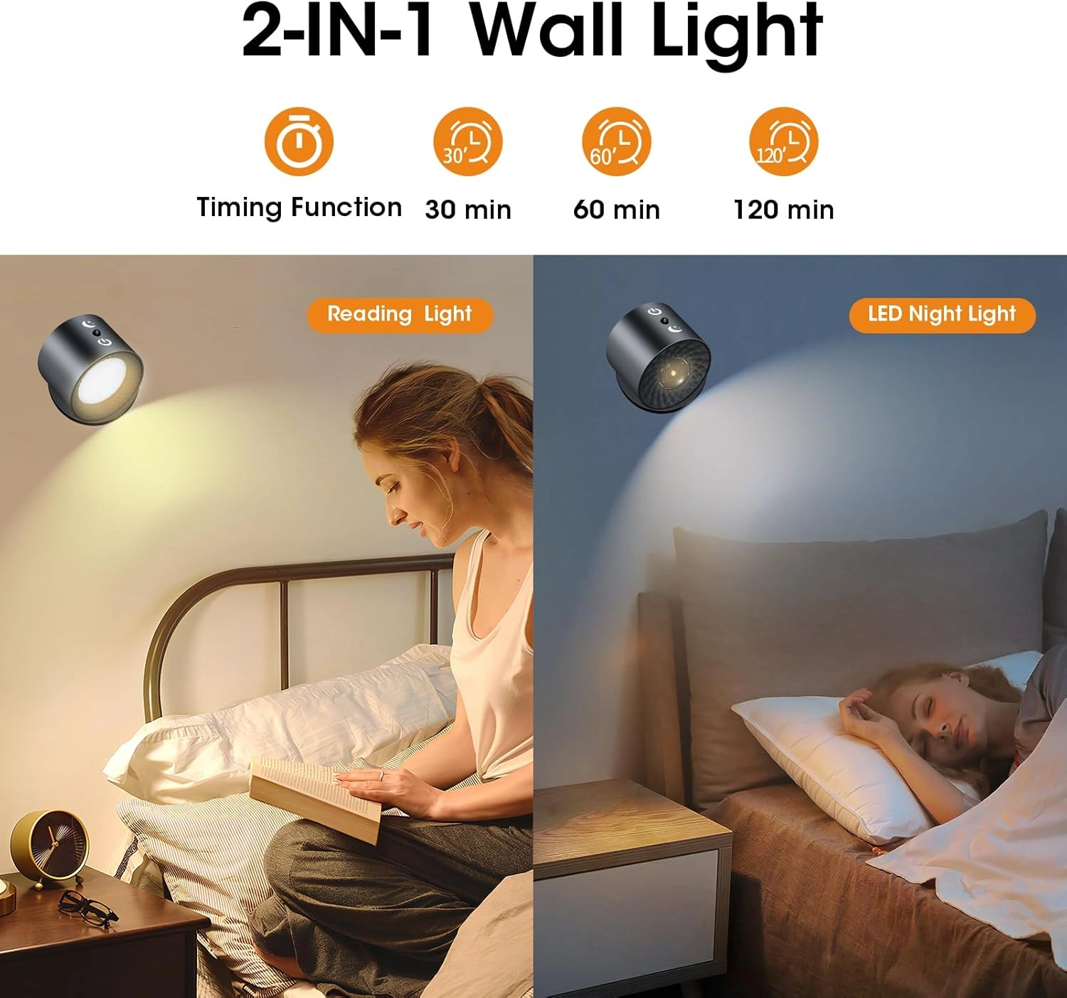 Applique LED Murale Sans Fil Rechargeable Avec Télécommande – Éclairage Tactile & Pivotant 360°