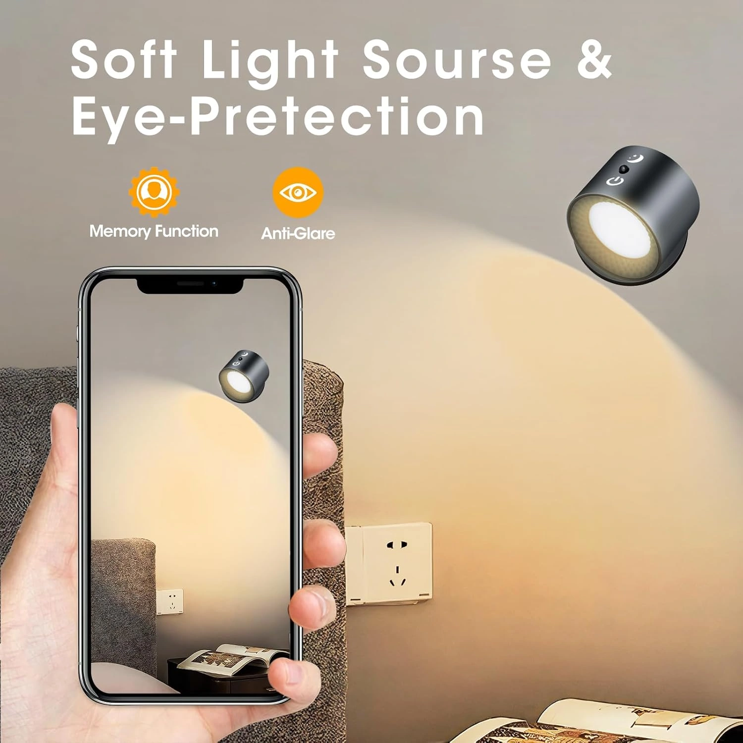 Applique LED Murale Sans Fil Rechargeable Avec Télécommande – Éclairage Tactile & Pivotant 360°