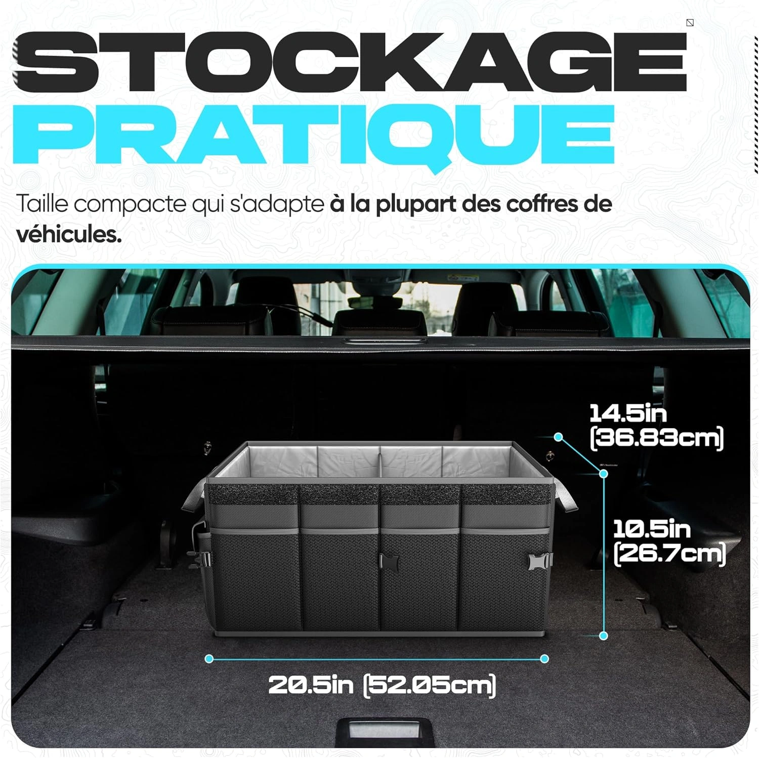 Organiseur Coffre Voiture Multifonction Pliable et Renforcé Pour Rangement Robuste Avec Poignées & Poches