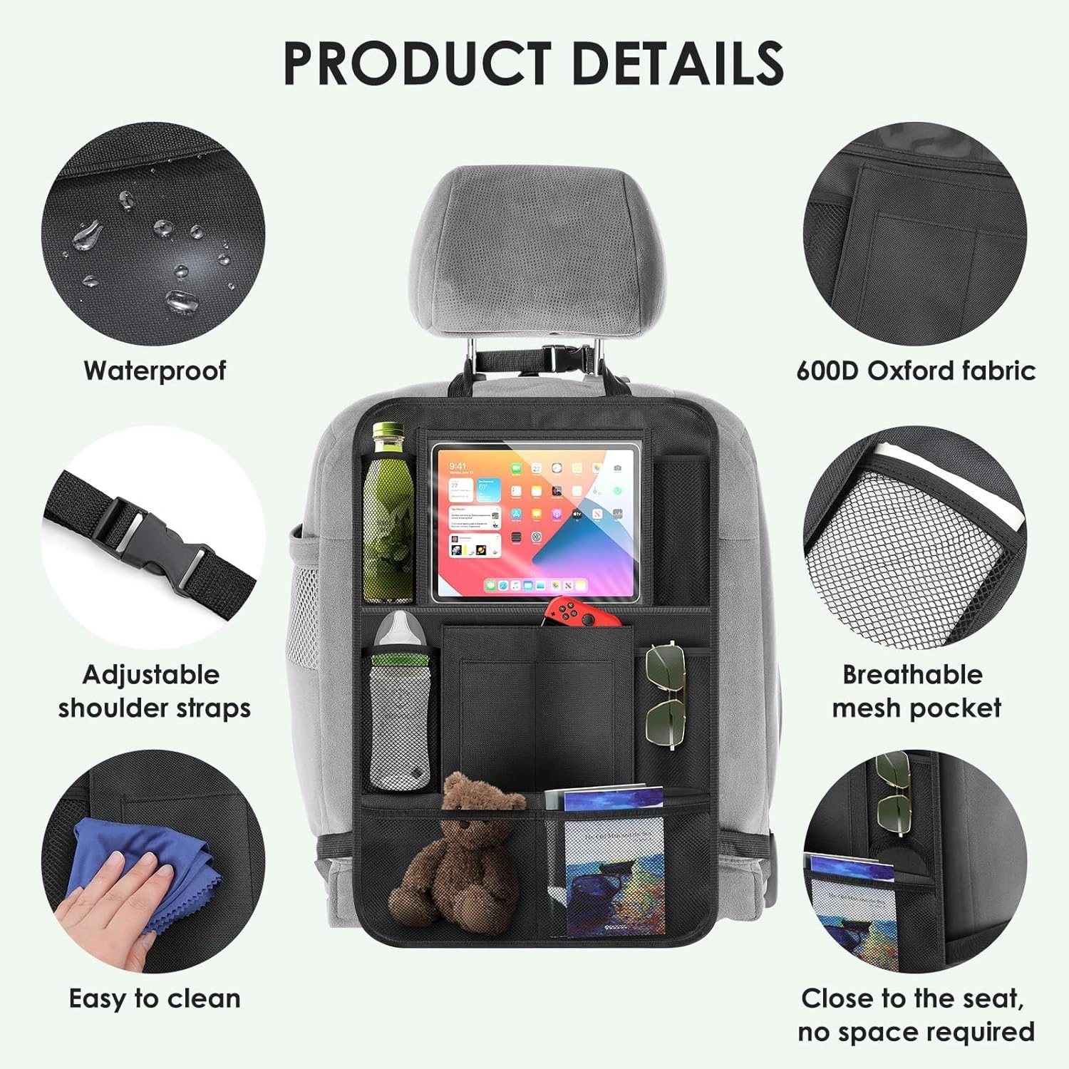 Organisateur de Siège Voiture Multi-Poche Avec Porte-Tablette Et Espaces de Stockage Multiples