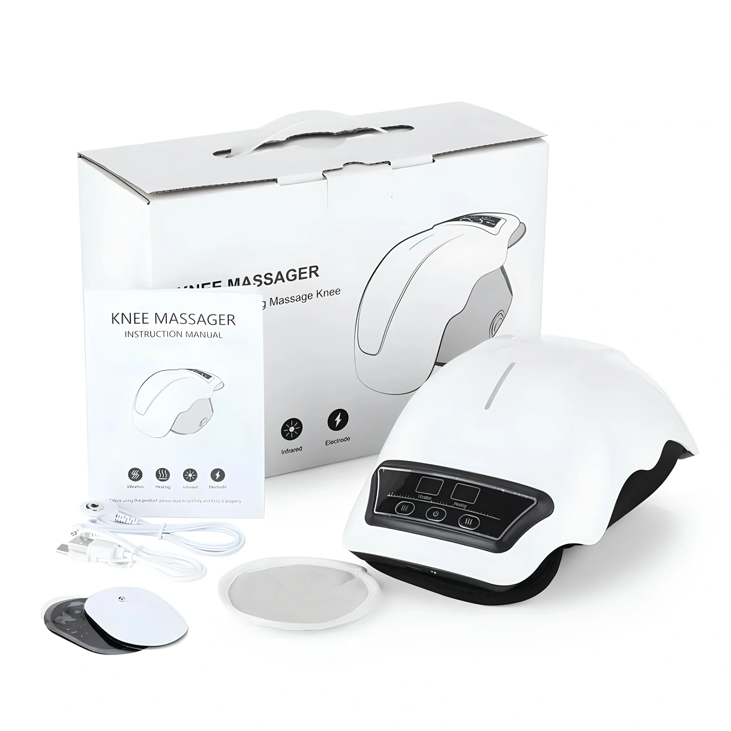 3 En 1 Masseur de Genoux Intelligent Sans Fil Chauffant Et Vibrant pour Douleurs Articulaires Avec 9 Modes De Massage