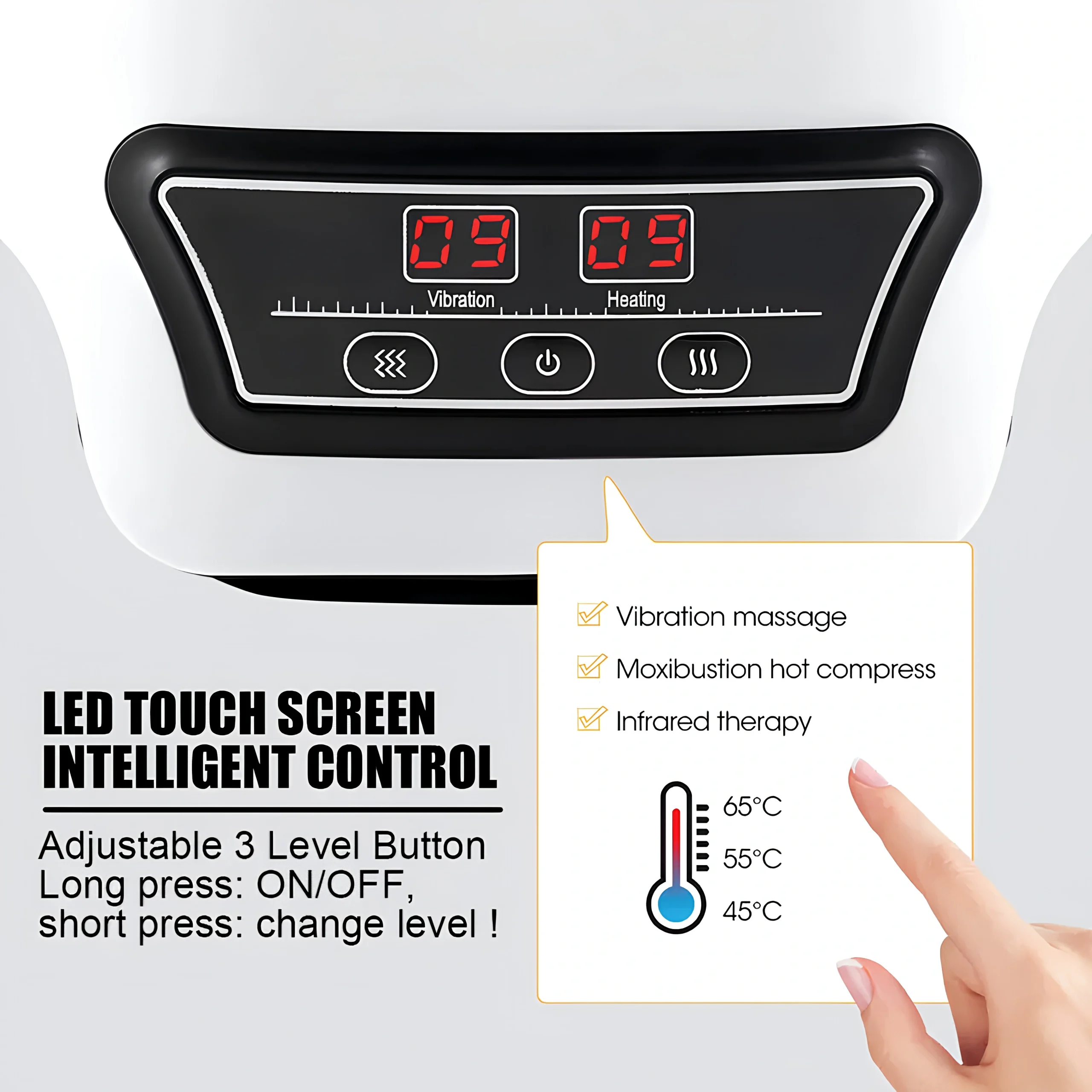 3 En 1 Masseur de Genoux Intelligent Sans Fil Chauffant Et Vibrant pour Douleurs Articulaires Avec 9 Modes De Massage