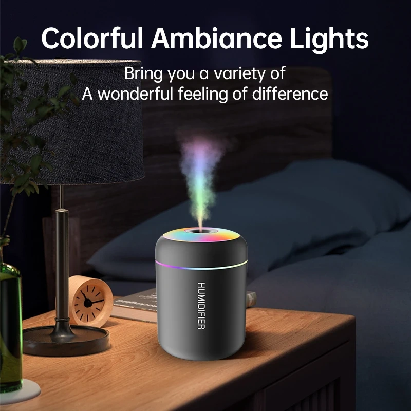 2 En 1 Humidificateur d'Air Et Diffuseur d'Arômes Huiles Essentielles 180ml Avec Lumière LED Pour Maison Et Voiture