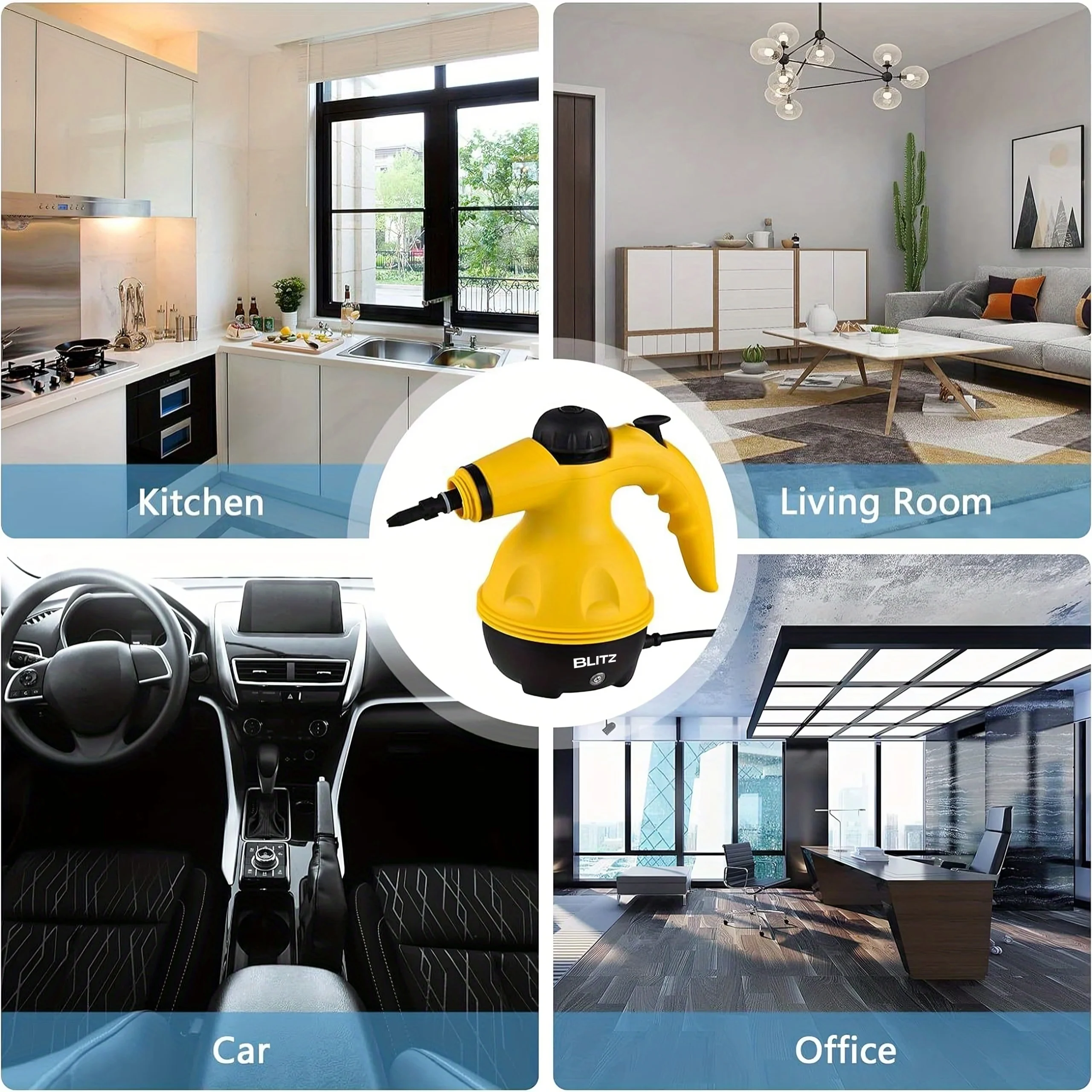 Blitz® - 9 En 1 Nettoyeur Vapeur à Main à Haute Pression Portable Et Multifonction Pour Un Nettoyage Écologique