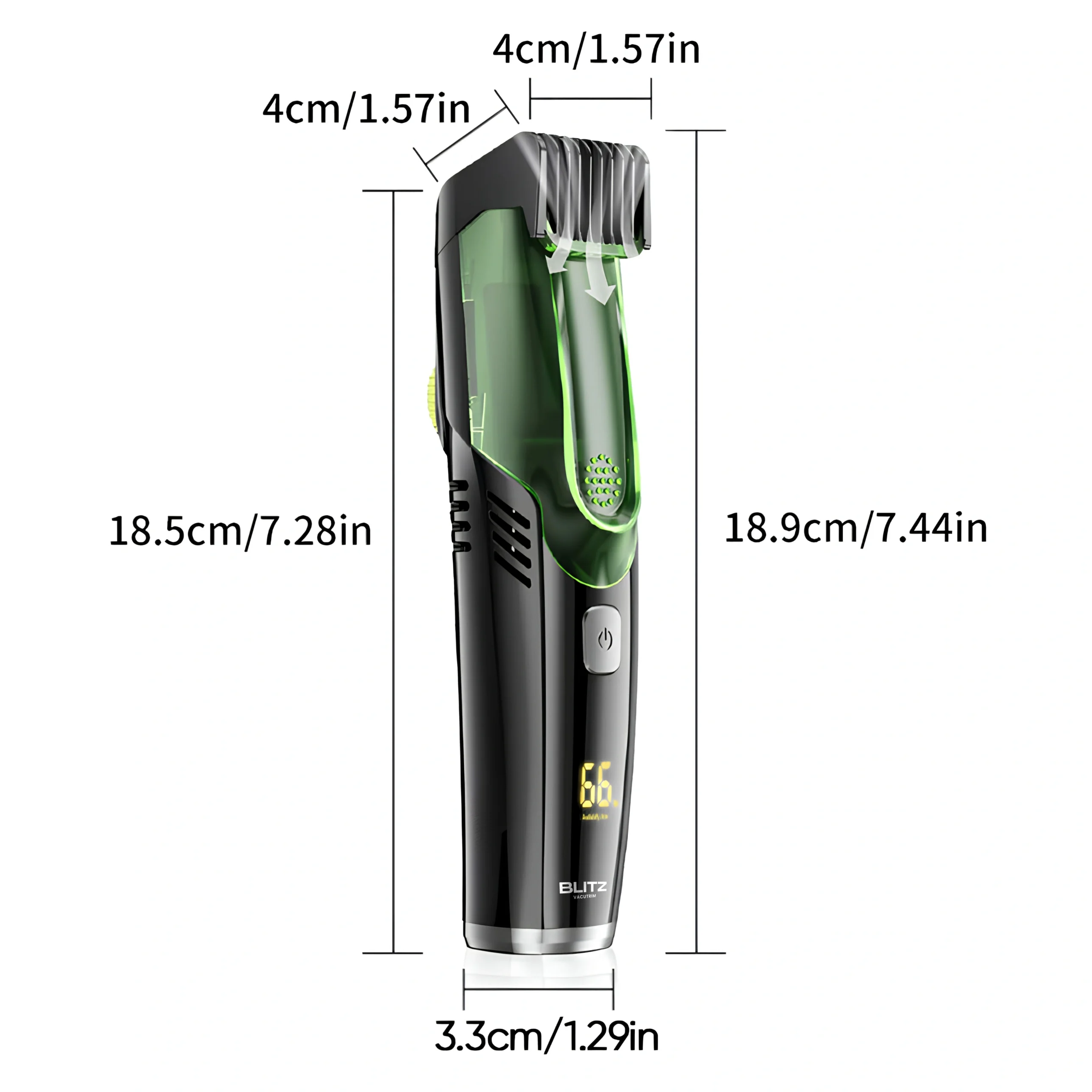 Blitz® -2 En 1 Tondeuse sans fil avec Aspiration Intégrée Rechargeable et Étanche Pour Un Rasage Propre et Précis