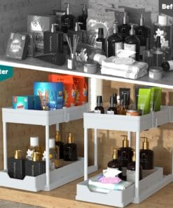 Organisateur Sous Évier 2 Niveaux Avec Tiroirs Coulissants – Rangement Cuisine & Salle De Bain Multifonction - Organisateur sous évier Blanc