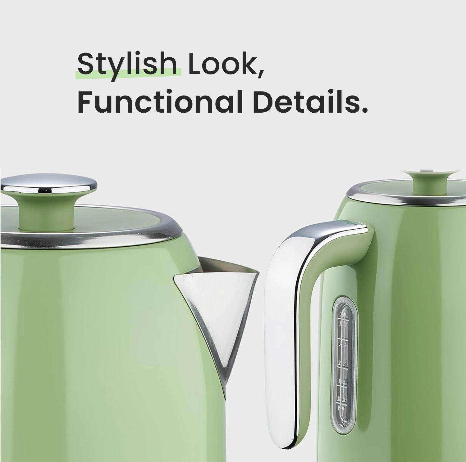 Blitz® - Bouilloire Électrique Rétro En Acier Inoxydable À Ébullition Rapide De 2200 W Et Capacité De 1,7L