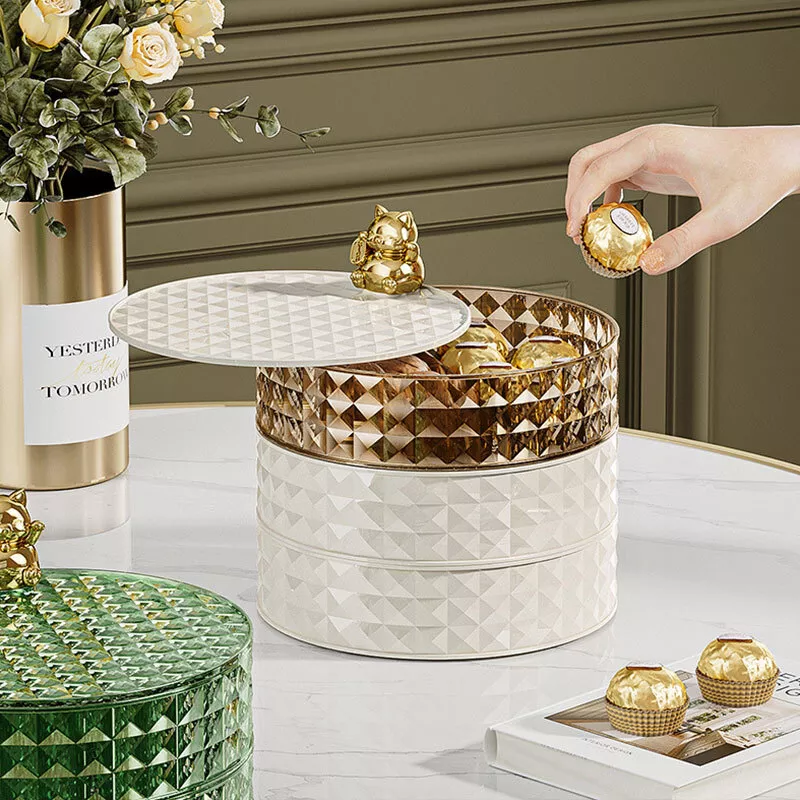 Boîte de bonbon Rotative à 360 ° Multi-Couches avec Couvercle