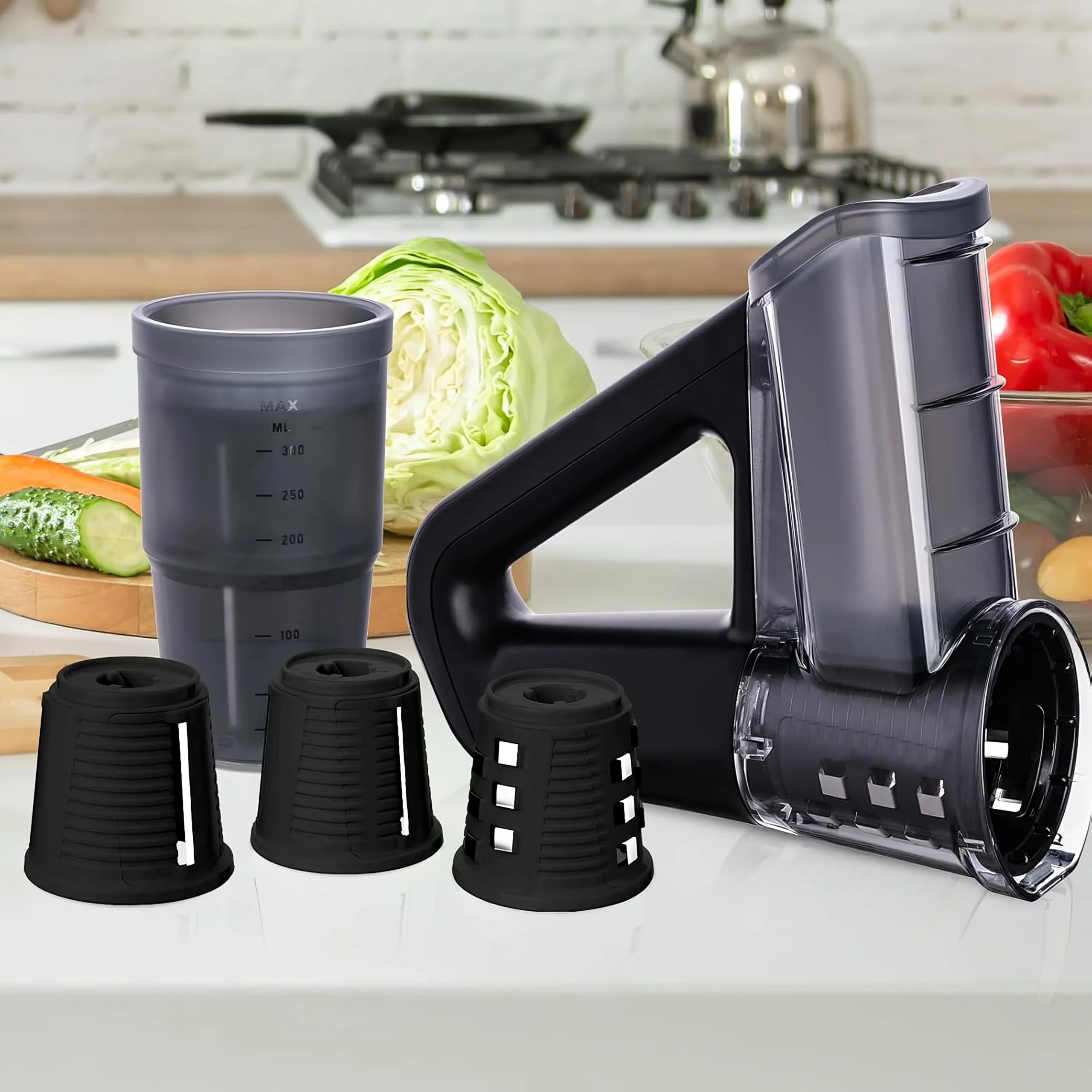 Blitz® - 4 En 1 Râpe Et Trancheuse Électrique Sans Fil Rechargeable Et Compact Pour Cuisine Rapide